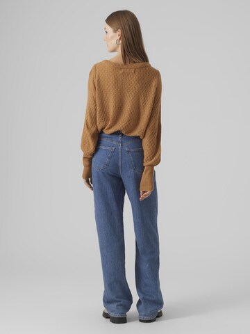 VERO MODA Trui 'WAFFY' in Bruin