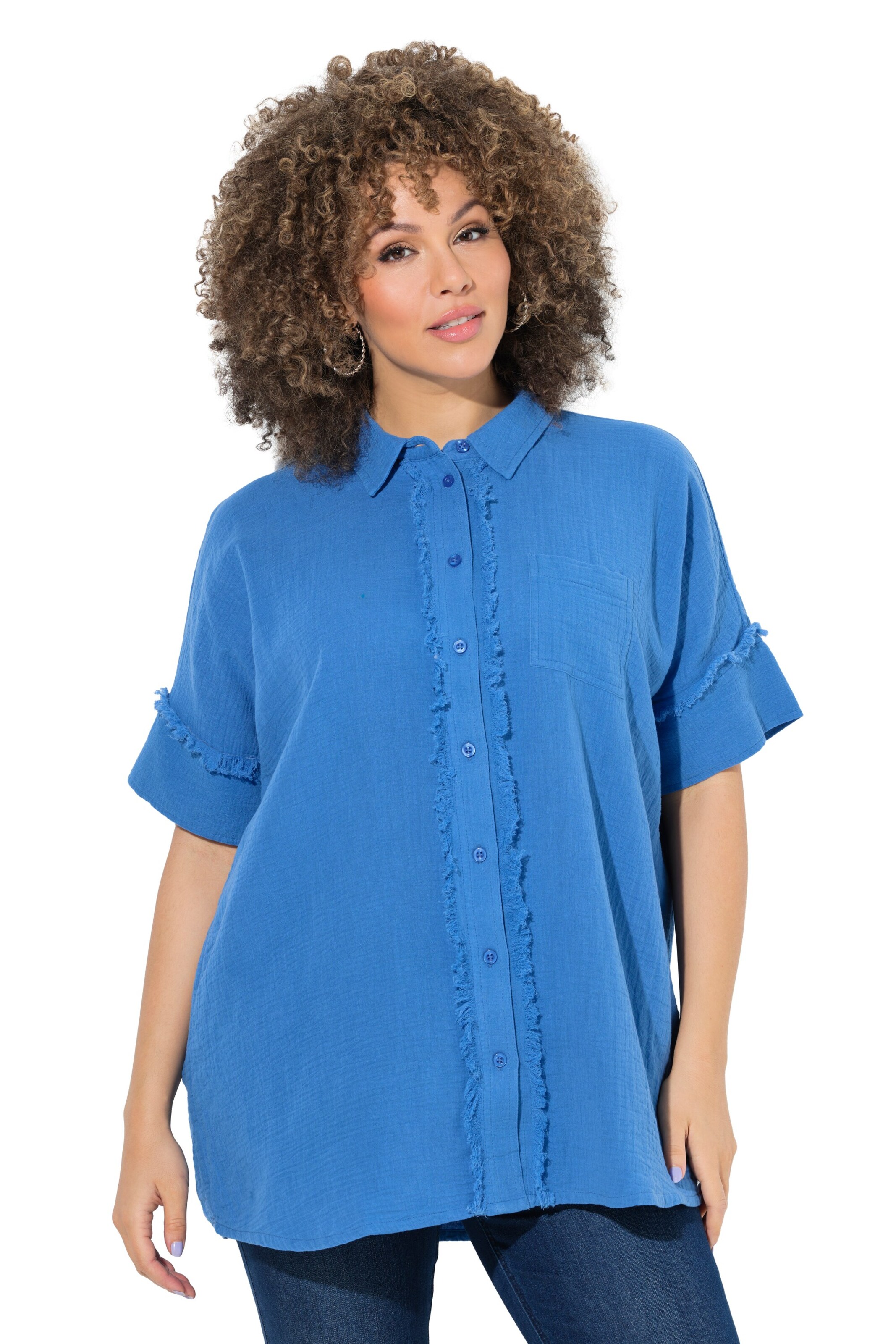 Ulla Popken Blouse in Blauw: voorkant