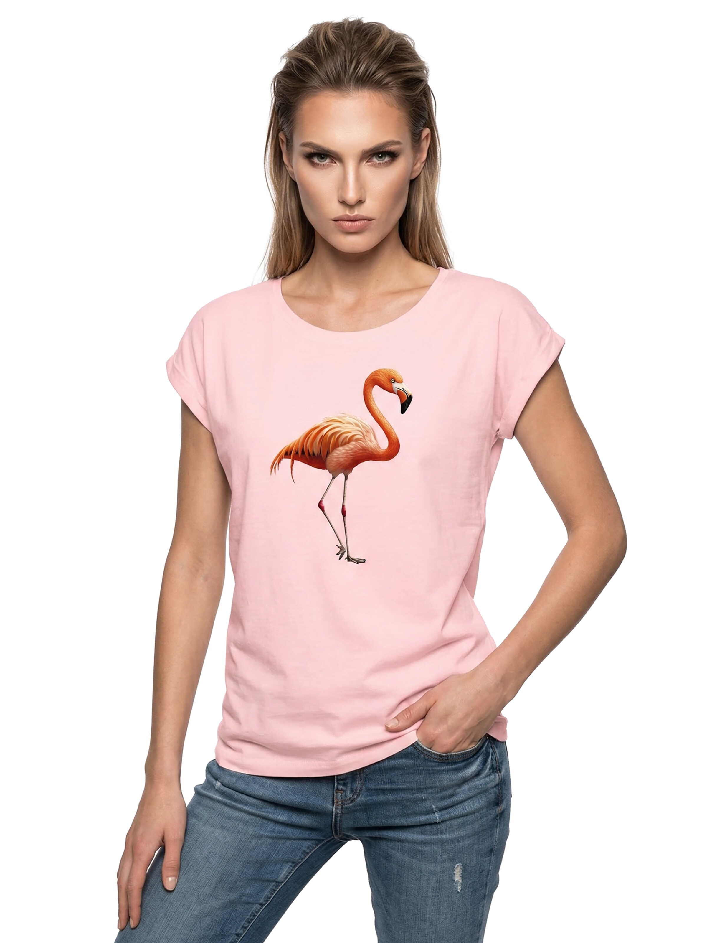 MAKAYA Shirt 'Flamingo' in Pink: front