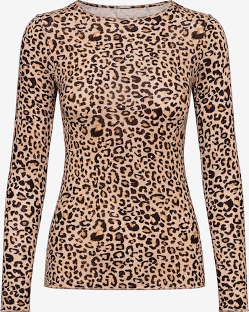 Maillot de corps 'Maglia Intima Donna Manica Lunga Cashmere & Modal Girocollo Animalier' Ciocca en beige : devant