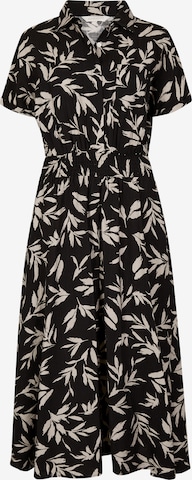 Apricot Textured Leaf Shirt Midi Dress ' ' in Schwarz: Vorderseite