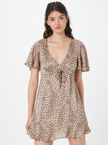Parallel Lines Kleid in Beige: Vorderseite