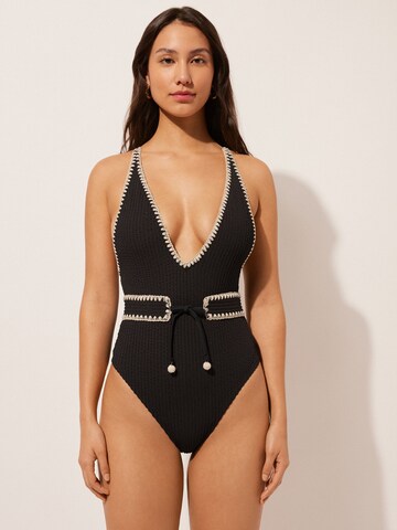 CALZEDONIA Badeanzug 'Bicolor' in Schwarz: Vorderseite