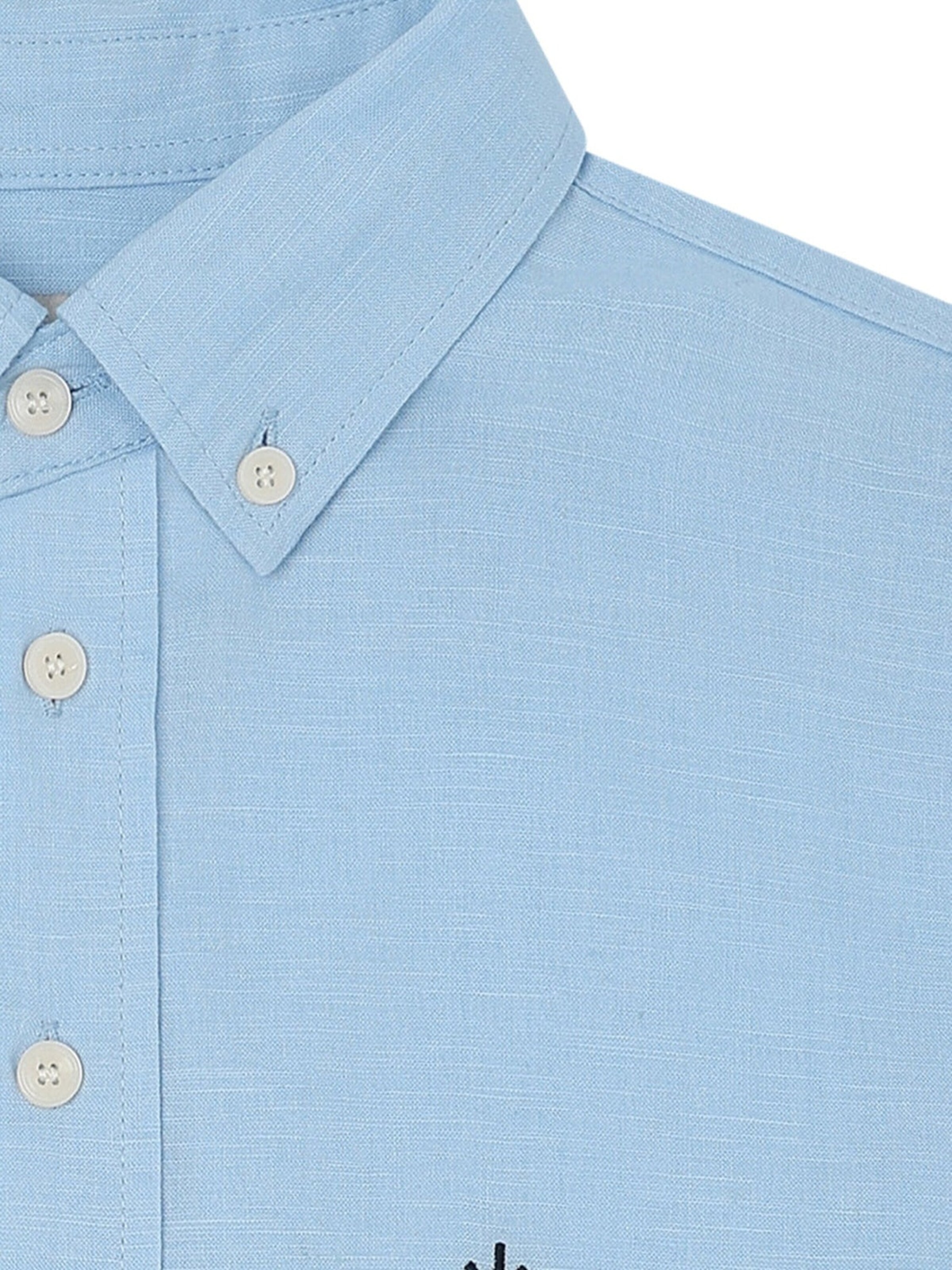 Laurent Vergne Slim fit Button Up Shirt 'Brive - Linnen Cotton Shirt - Light Blue' in Blue
