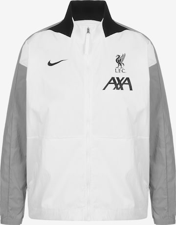 NIKE Athletic Zip-Up Hoodie 'FC Liverpool Anthem ' in White: front