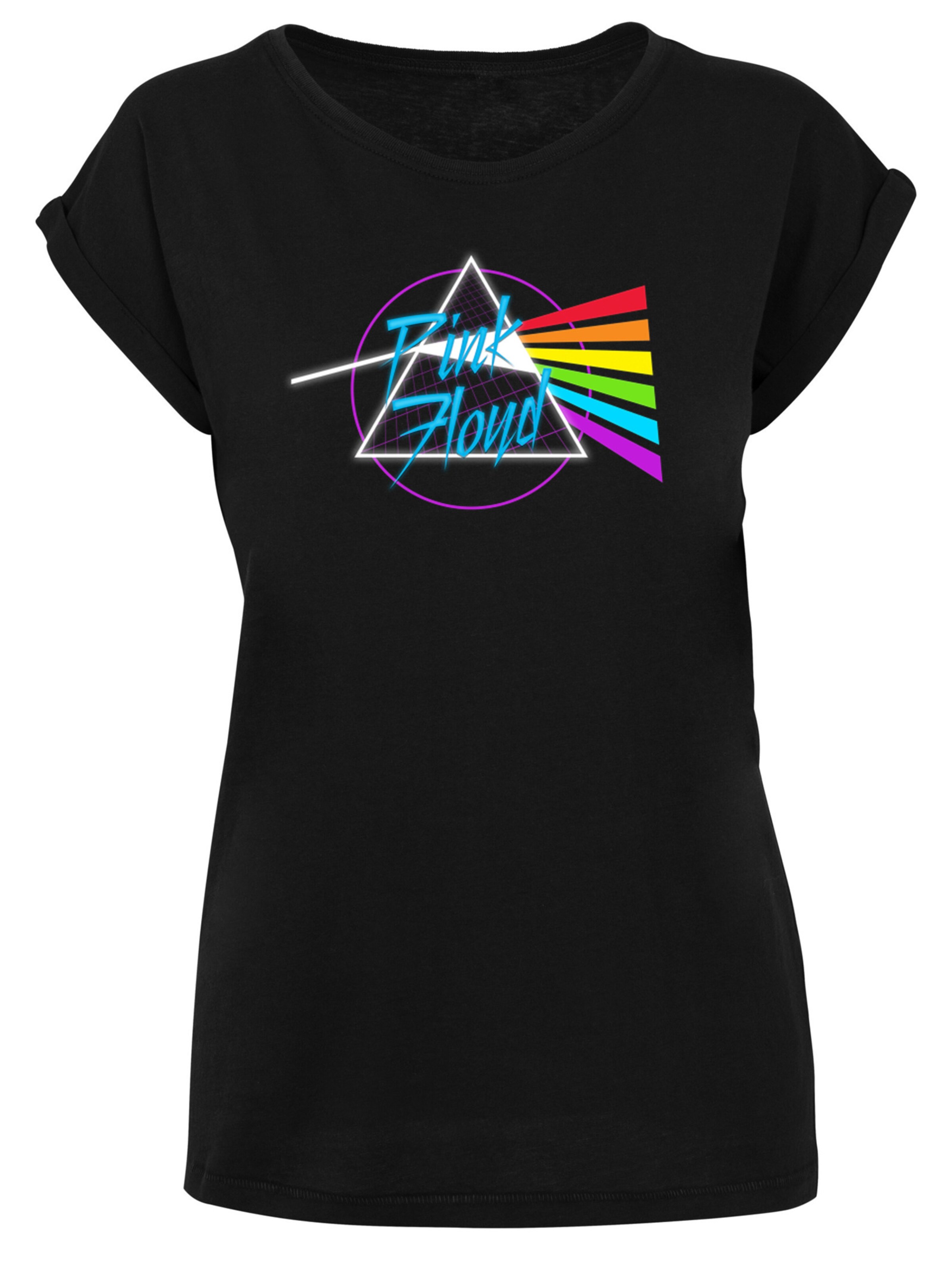 F4NT4STIC Shirt 'Pink Floyd Neon Dark Side' in Zwart: voorkant