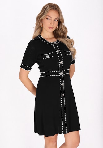 Abito in maglia di faina in nero: frontale