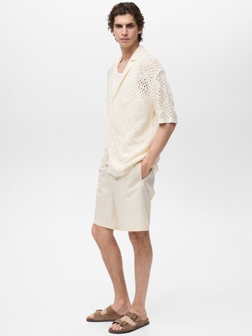 MANGO MAN Comfort fit Button Up Shirt 'CONCHA' in Beige