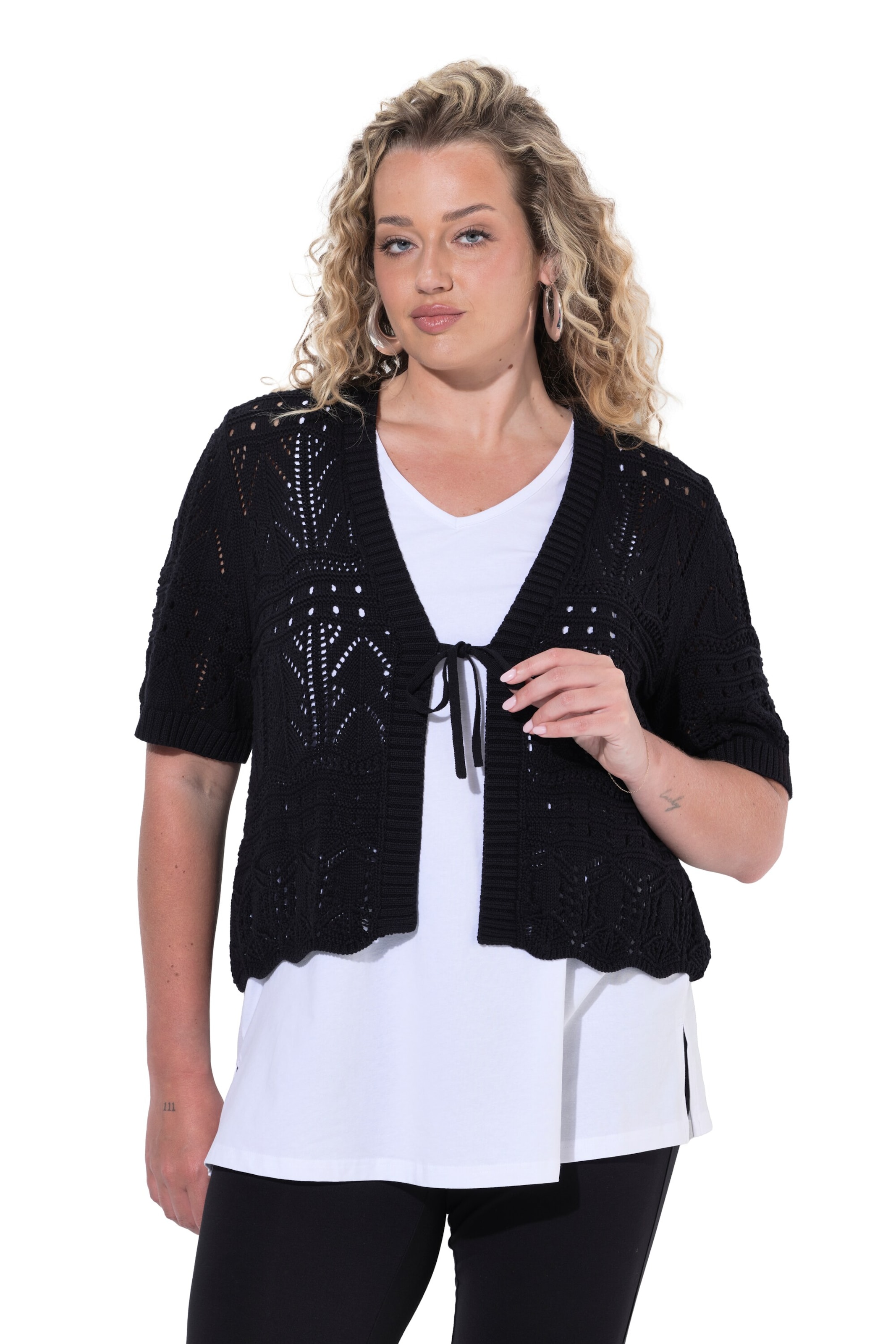 Angel of Style Strickjacke in Schwarz: Vorderseite