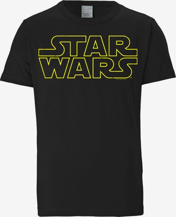 LOGOSHIRT Shirt 'Star Wars Logo' in Zwart: voorkant