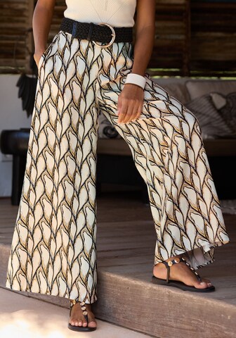 LASCANA Wide leg Trousers in Beige: front