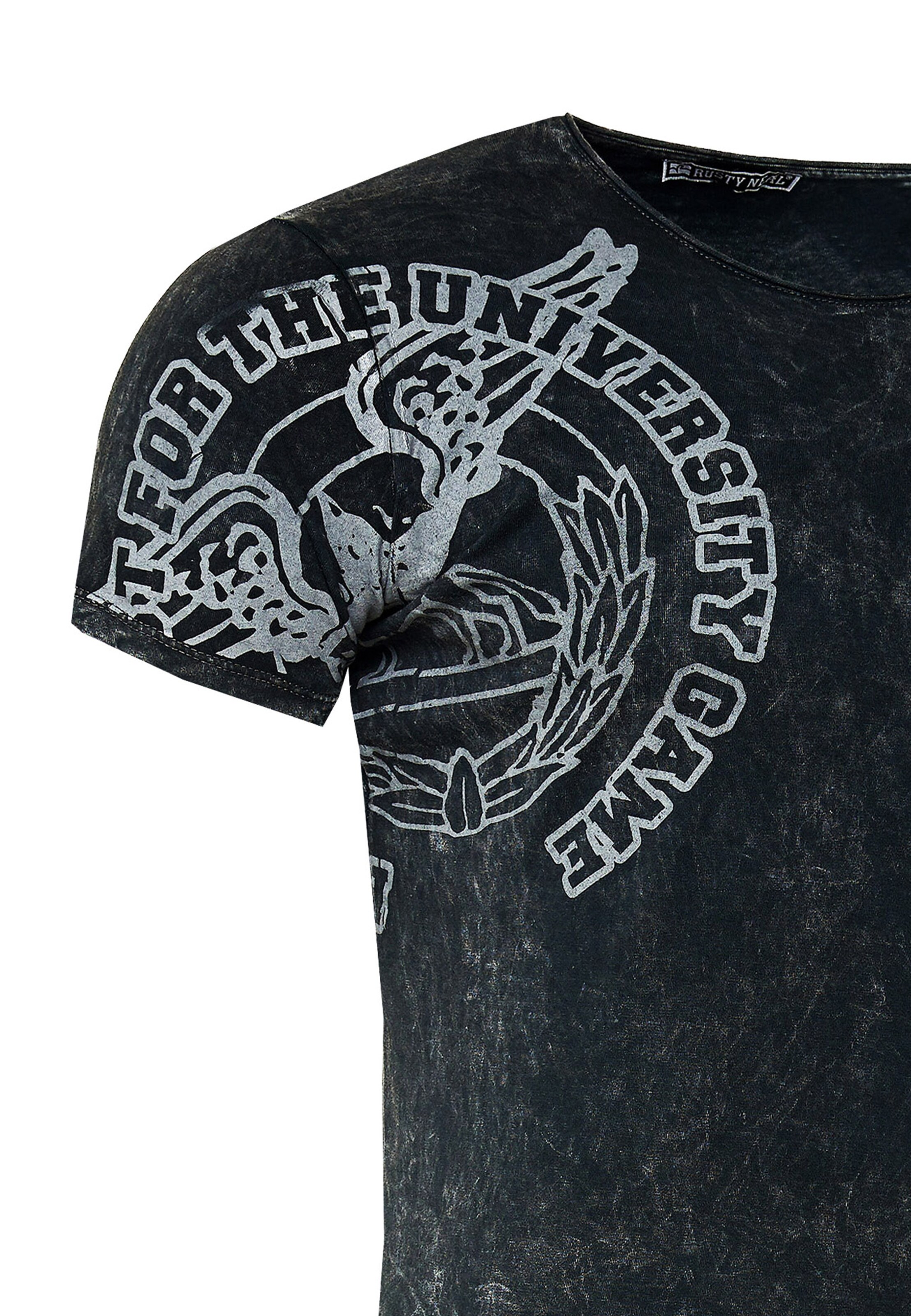 Rusty Neal T-Shirt mit coolem Print in Grau