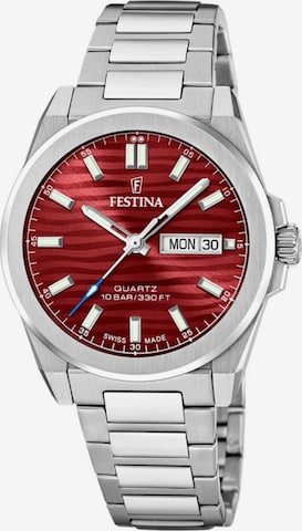 Montre à affichage analogique 'Date watch Classic Steel Swiss Made' FESTINA en rouge : devant