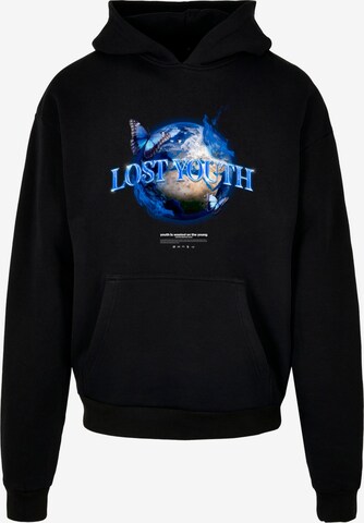 Lost Youth Sweatshirt 'World' in Black: front