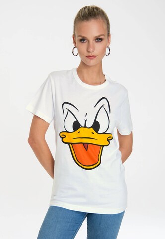 LOGOSHIRT Shirt 'Donald Duck – Face' in White: front