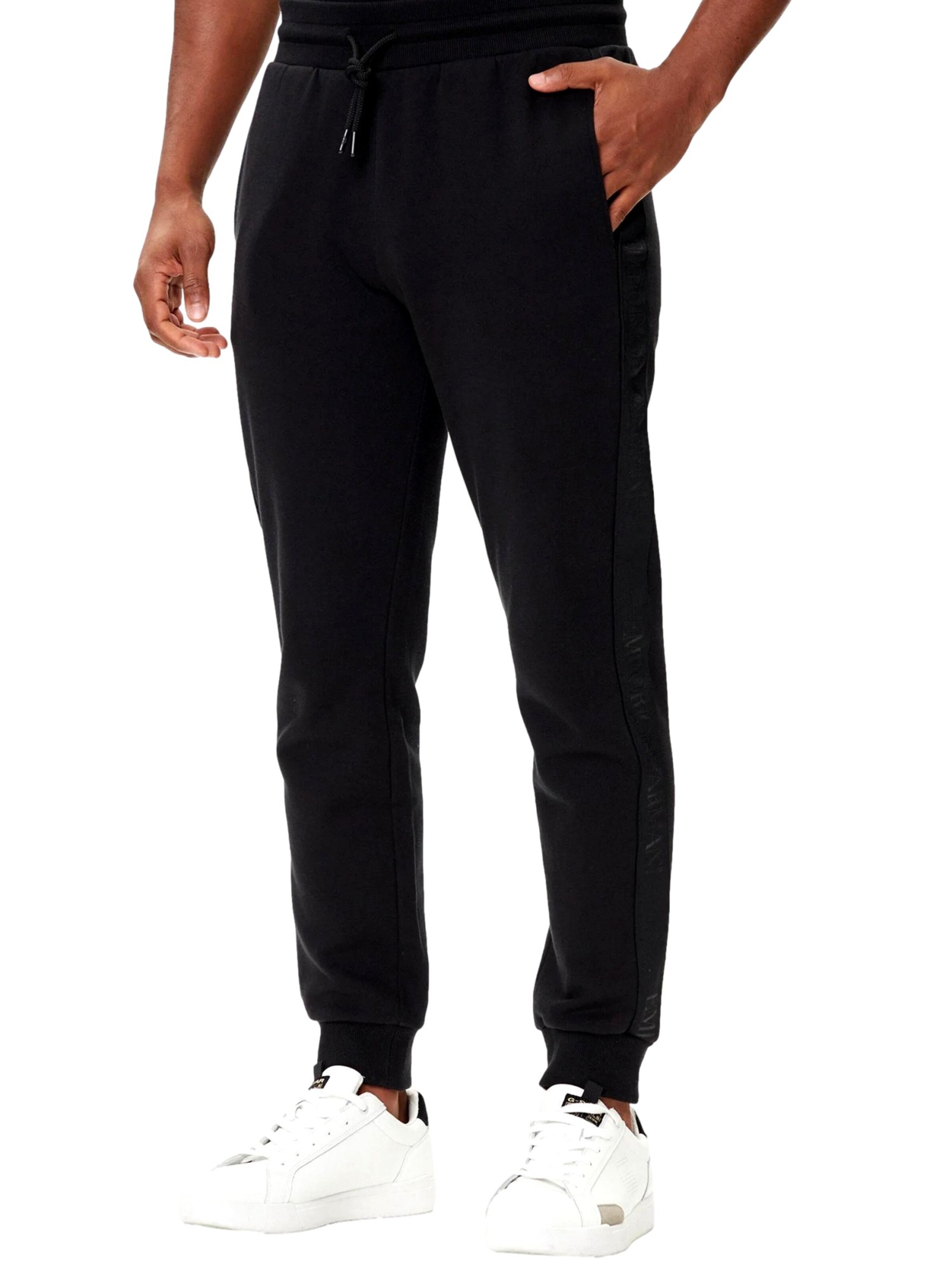 Emporio Armani Regular Sports trousers in Black: front
