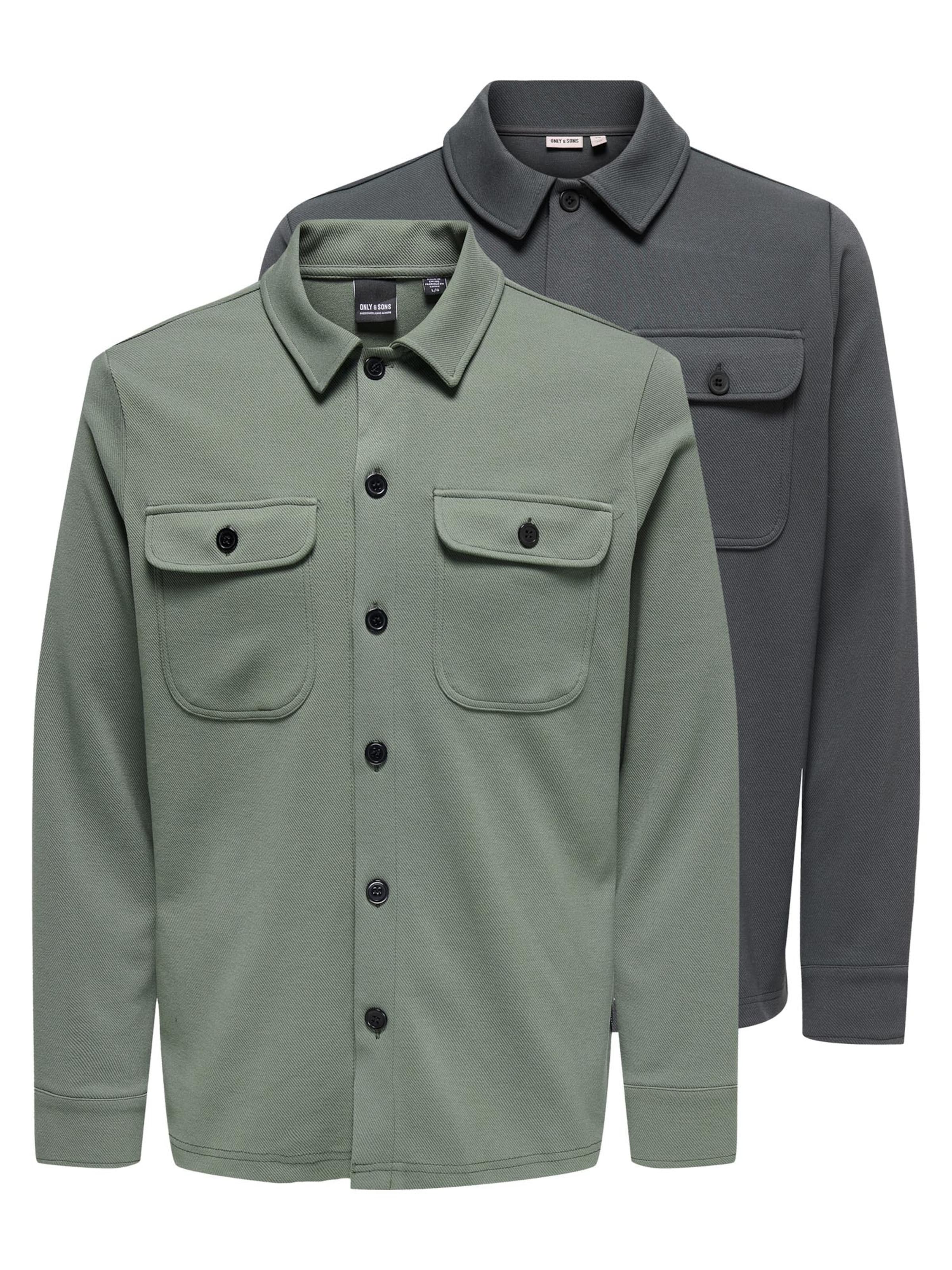 Only & Sons Overhemd 'Newkodyl' in de kleur Grafiet / Spar, Productweergave