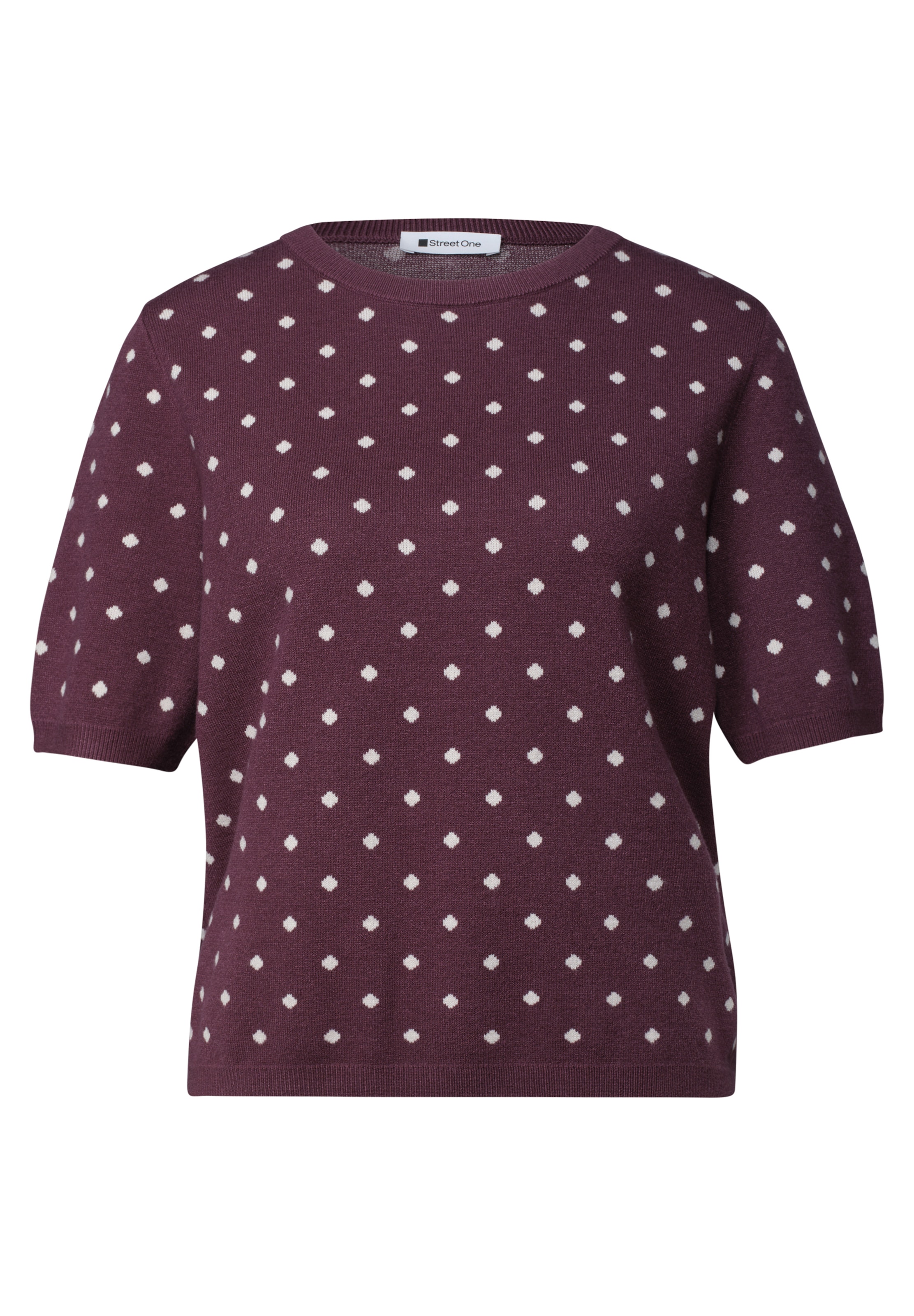 STREET ONE Kurzarm Pullover mit Rundhals und Muster in Rot: Vorderseite