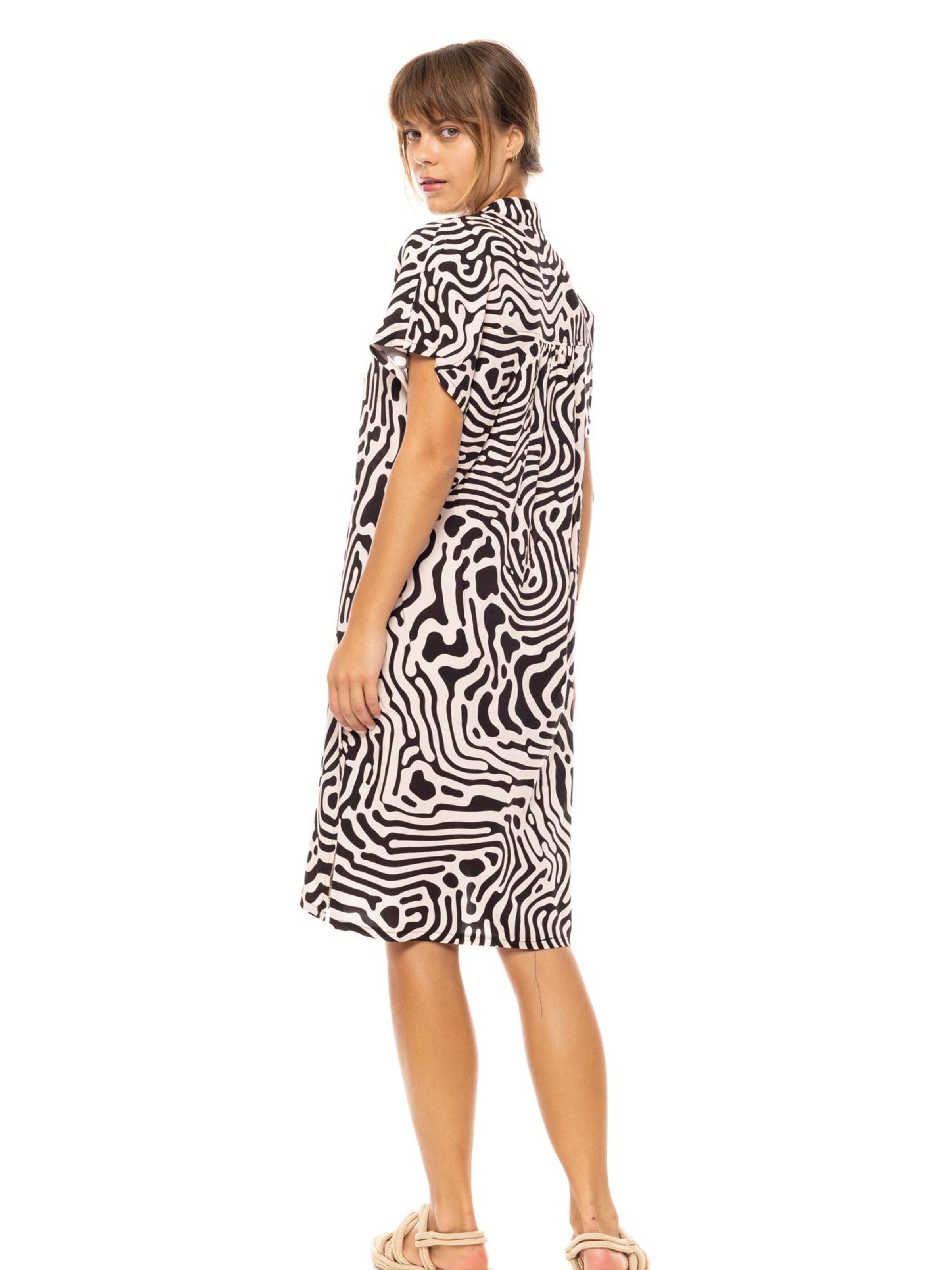 Pink Label - Vestido de verano 'BEACHWEAR BLACK GEO' en negro