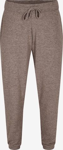 Zizzi Tapered Broek in Bruin: voorkant