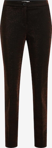 WE Fashion Regular Pleated Pants in Brown: front