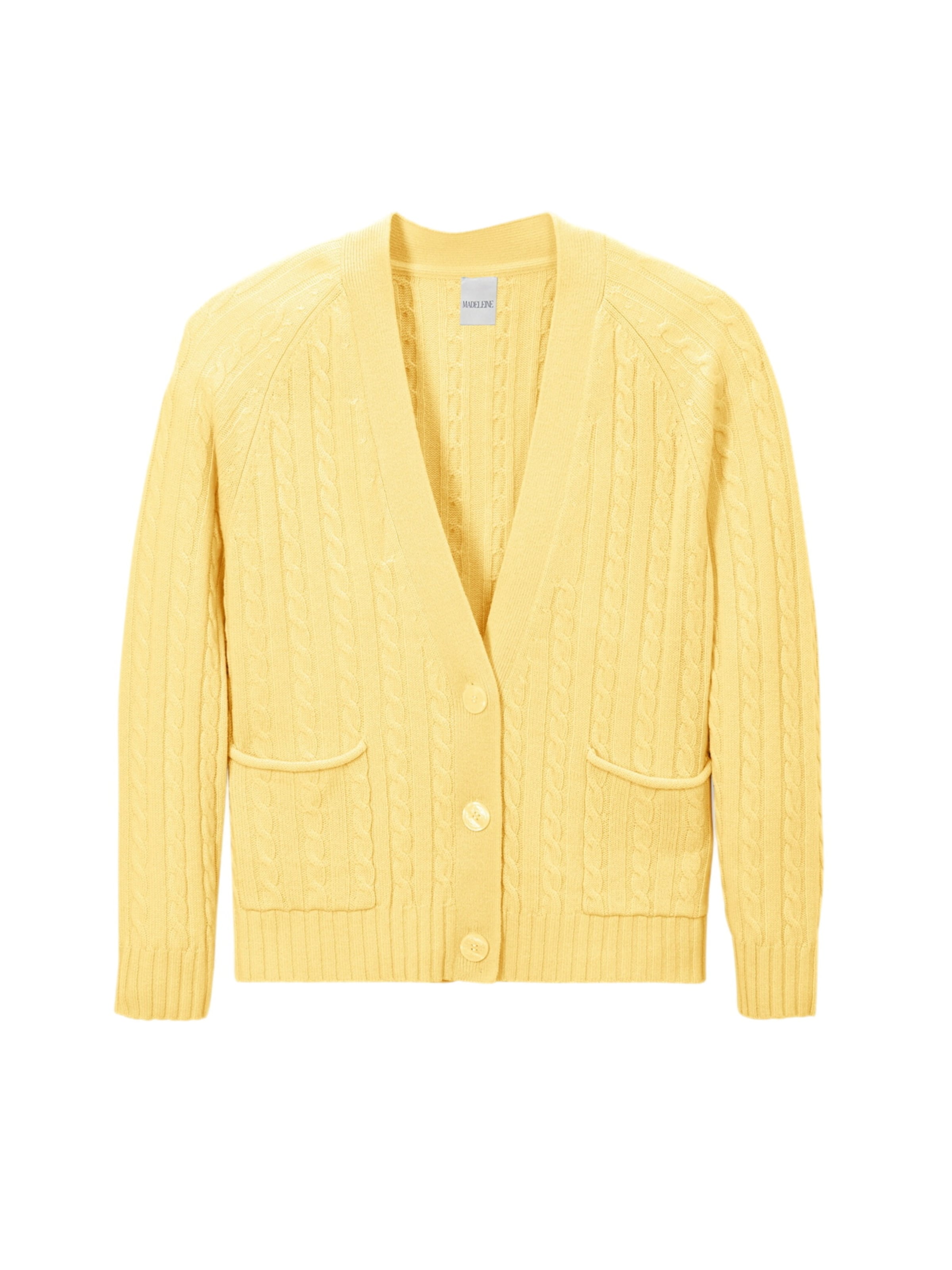 MADELEINE Strickjacke in gelb, Produktansicht