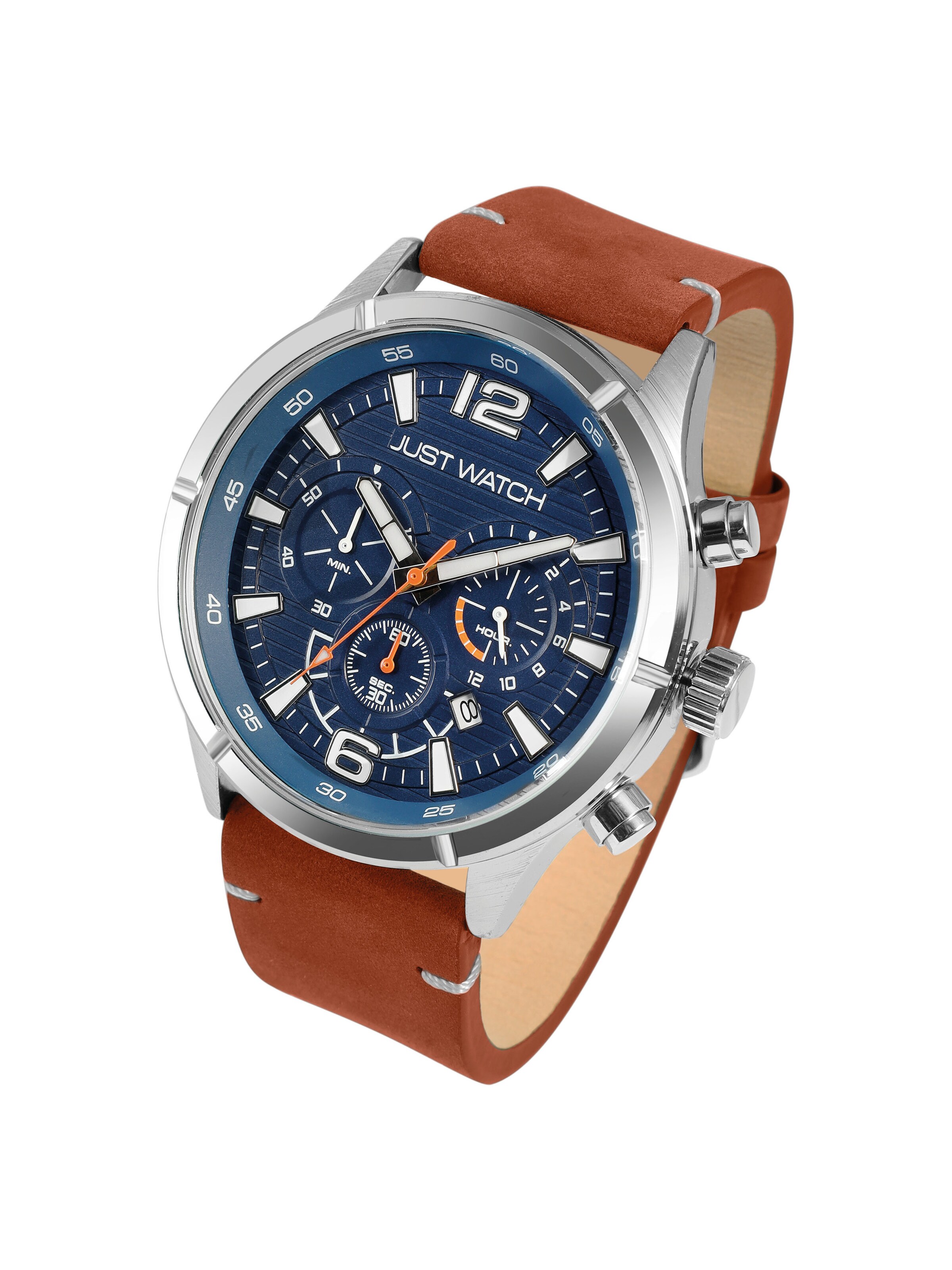 Just Watch Analog Watch 'Evander, Datumsanzeige' in Brown