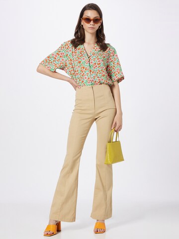 Monki Flared Hose in Beige