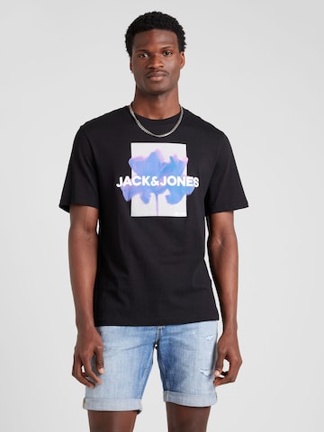 JACK & JONES Shirt 'FLORALS' in Zwart: voorkant