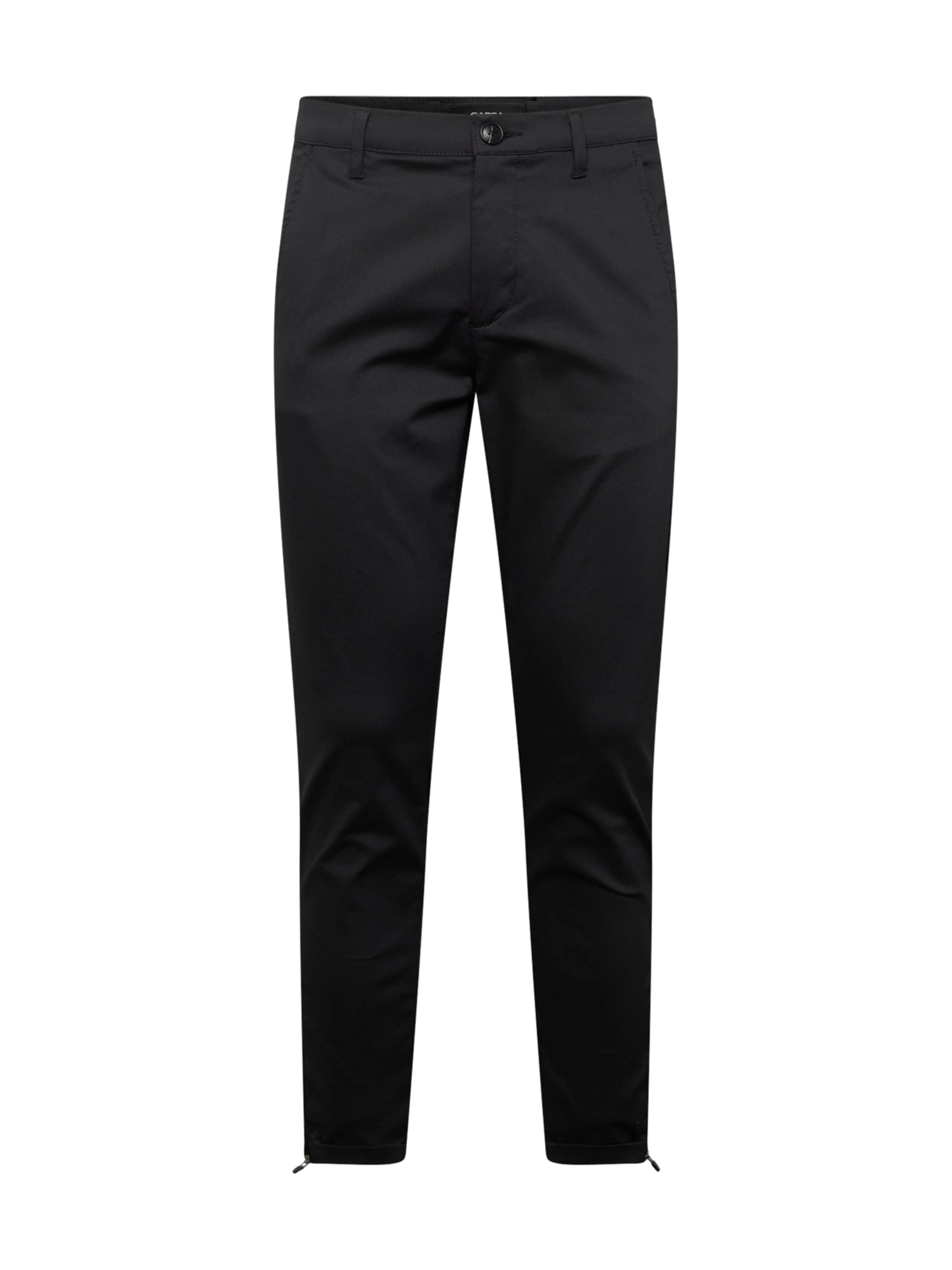 GABBA Tapered Lærredsbukser i sort: forside