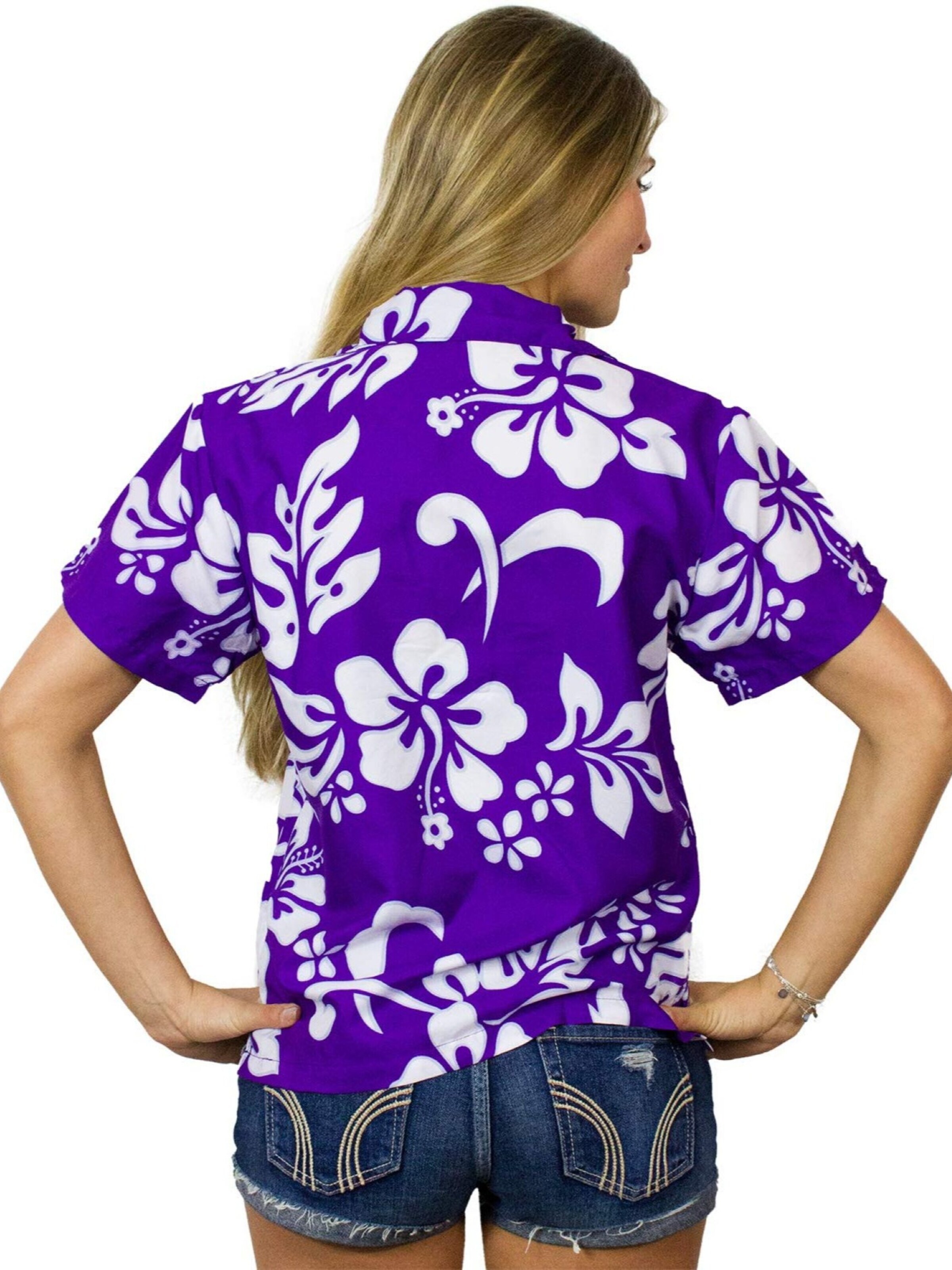 Camicia da donna 'Hibiscus' di King Kameha in lilla
