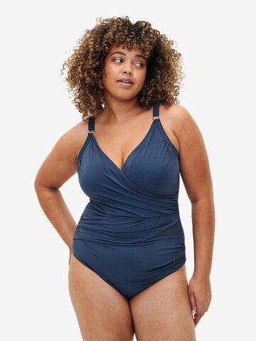 Invisible Maillot de bain 'SBASIC' Swim by Zizzi en bleu : devant