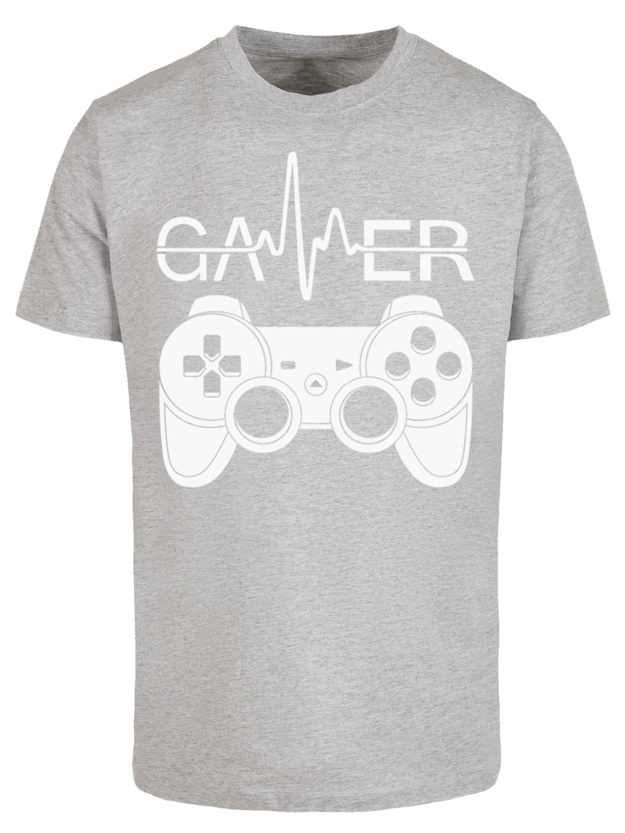 F4NT4STIC Shirt 'Gamer Heartbeat' in Grijs: voorkant