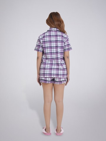 LEAFLETIC - Pijama de pantalón corto 'Leafletic Women’s Check Night Wear Short Set for Women' en lila