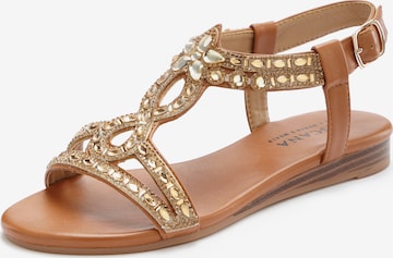 LASCANA Sandalen met riem in Bruin: voorkant