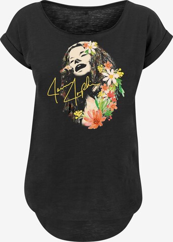 F4NT4STIC Shirt 'Janis Joplin Blumen' in Zwart: voorkant