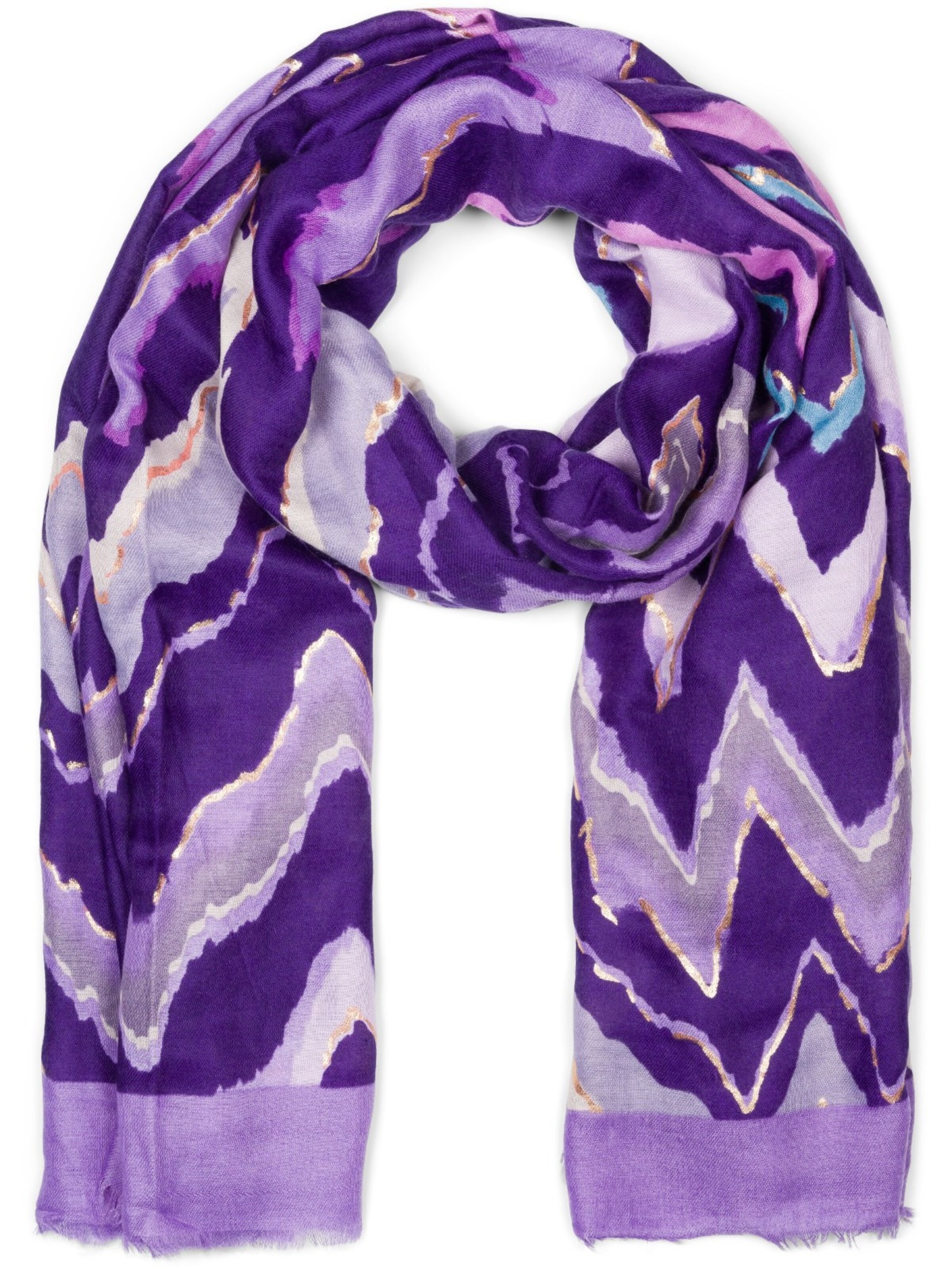 styleBREAKER Scarf 'Leichter Schal mit Zick-Zack Muster' in Purple: front