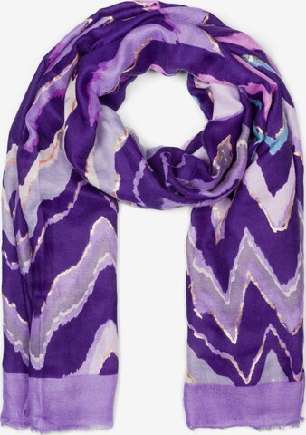 styleBREAKER Schal 'Leichter Schal mit Zick-Zack Muster' in Lila: Vorderseite