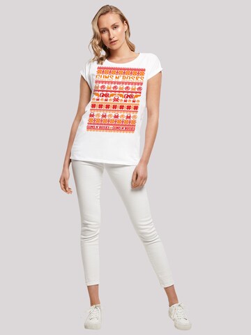 F4NT4STIC T-Shirt 'Guns And Roses Christmas' in Weiß