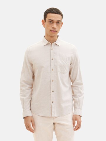 TOM TAILOR Regular fit Button Up Shirt in Beige: front