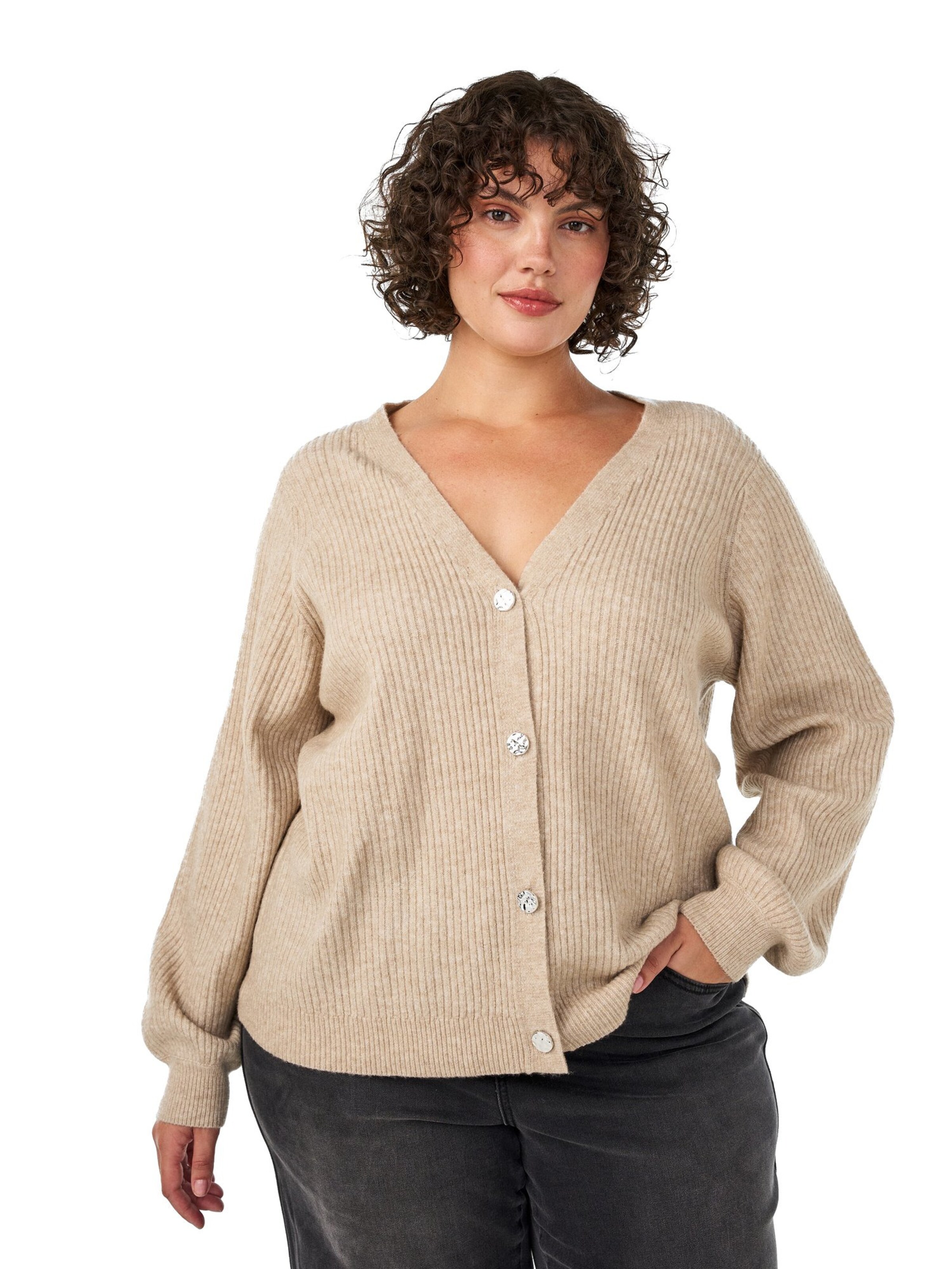 Zizzi Sweatshirt in Beige: Vorderseite