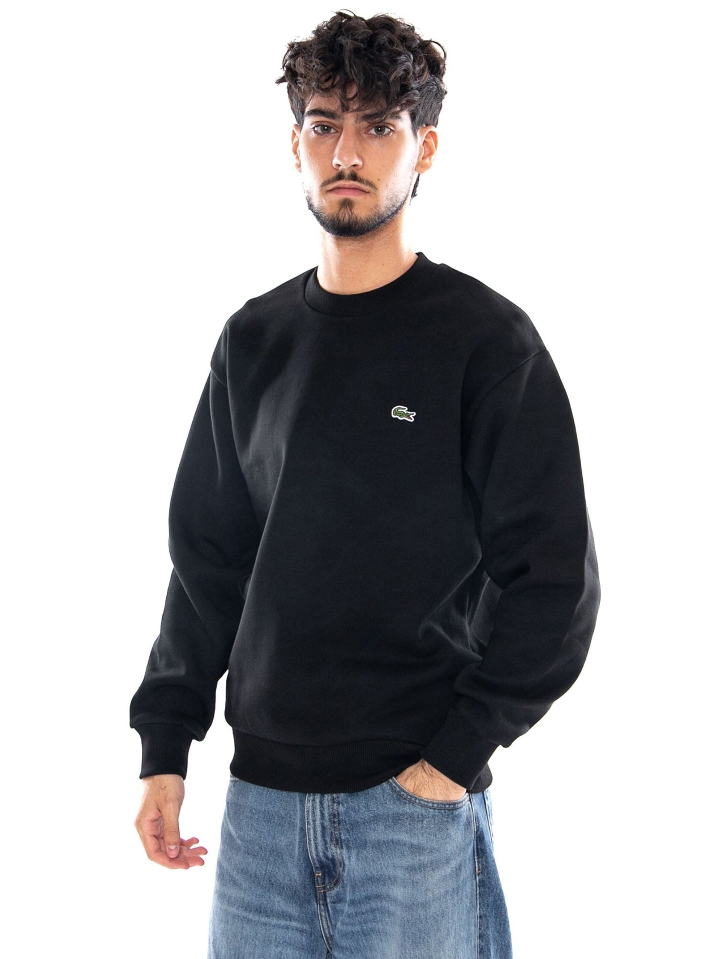 LACOSTE Sweatshirt 'SWEATSHIRT BLACK' in Black: front