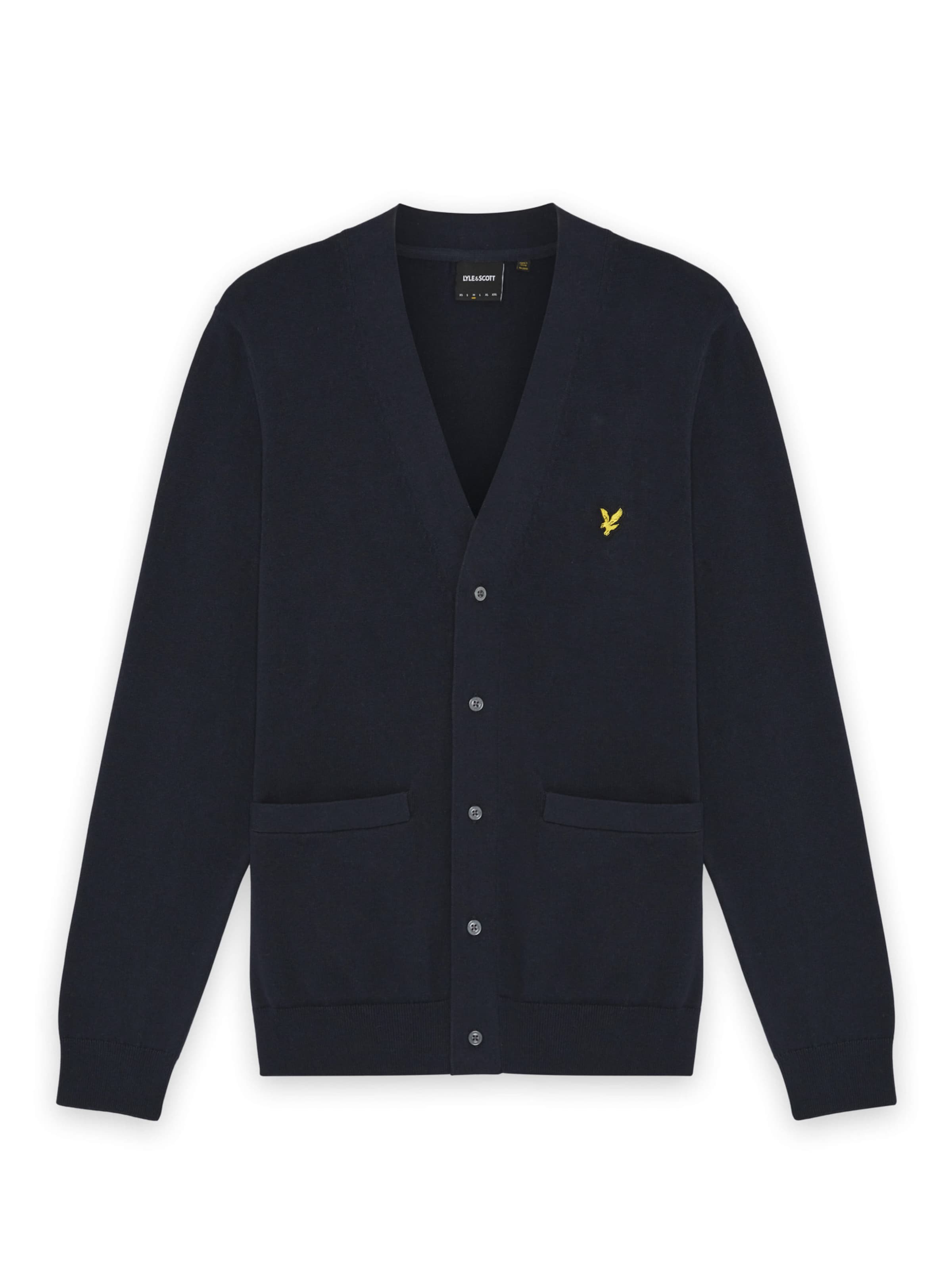 Lyle & Scott Gebreid vest in Blauw: voorkant