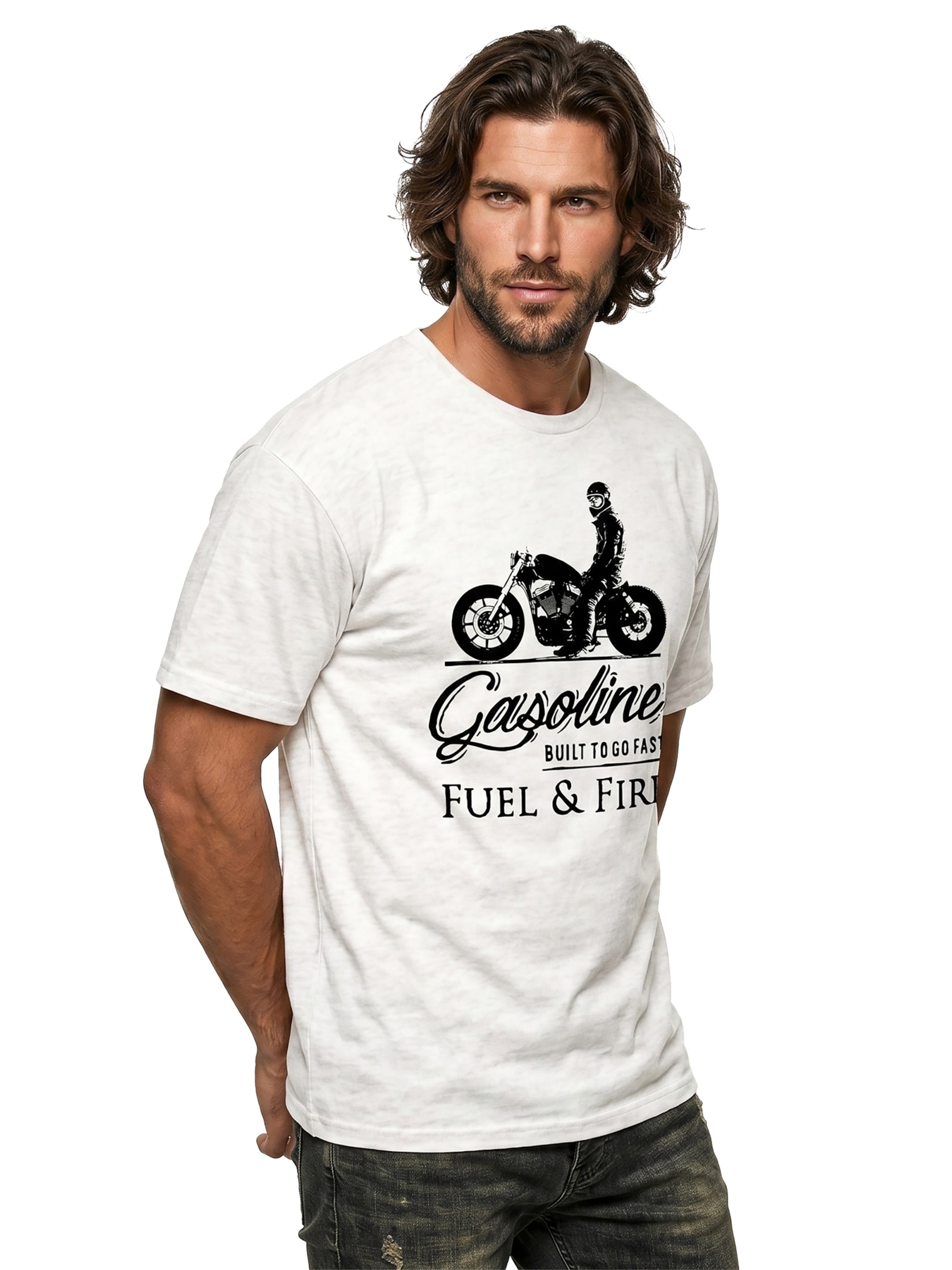MAKAYA Shirt 'Gasoline Biker' in White