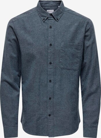 Only & Sons Button Up Shirt 'ONSGUDMUND' in Blue: front