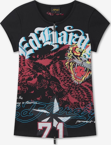 Ed Hardy T-Shirt in Schwarz: Vorderseite