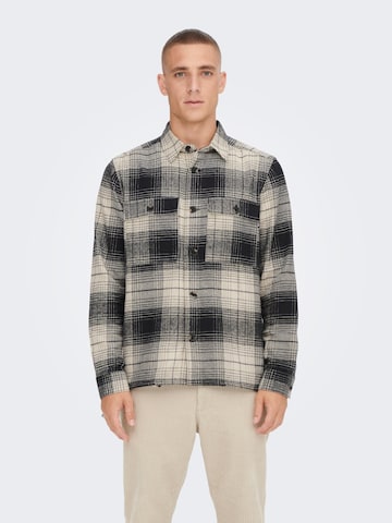 Only & Sons Regular fit Button Up Shirt 'Baz' in Grey: front