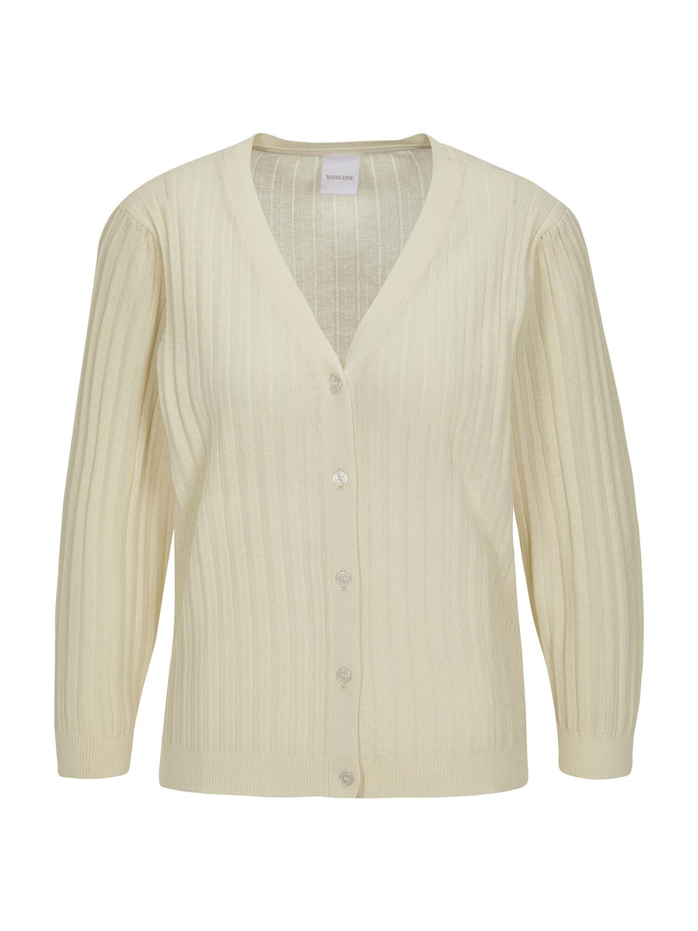 MADELEINE Gebreid vest in Wit: voorkant