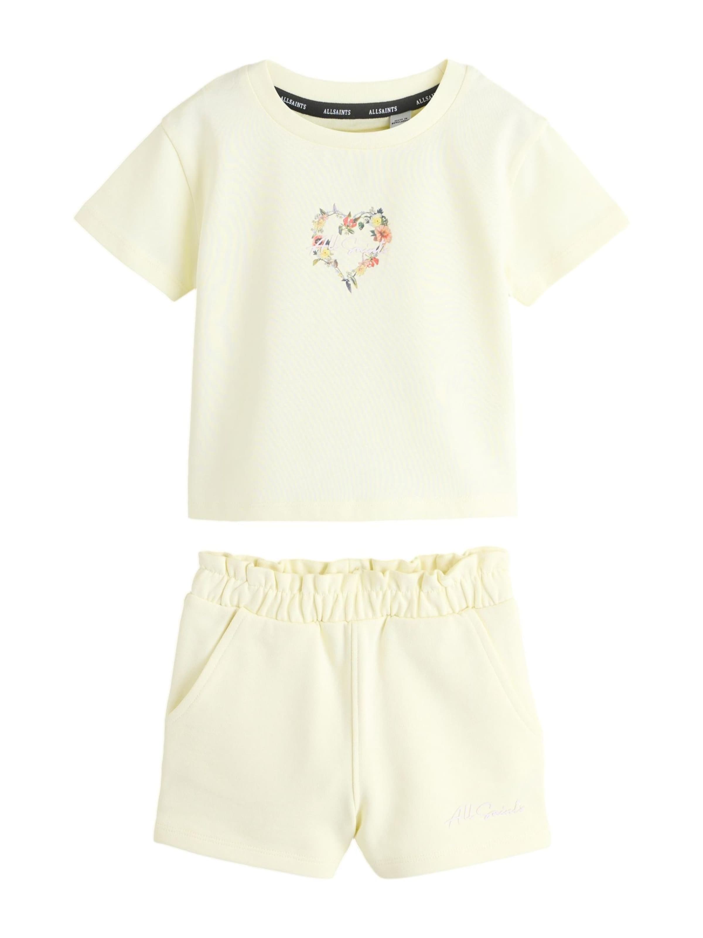 smALLSAINTS Set: T-Shirt und Shorts in Gelb: Vorderseite