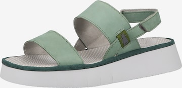 FLY LONDON Strap Sandals in Green: front
